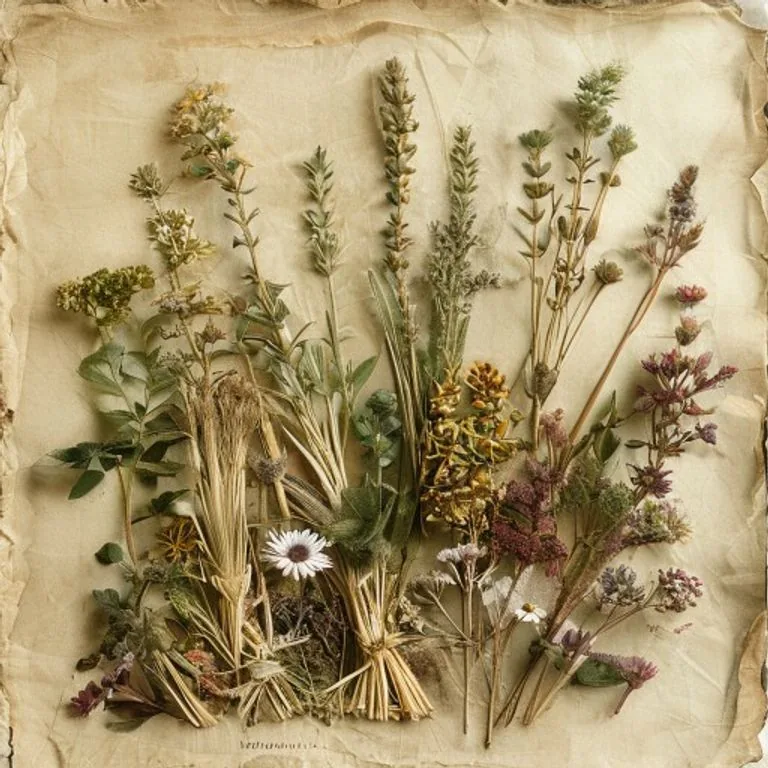 Botanische Darstellung verschiedener Heilpflanzen