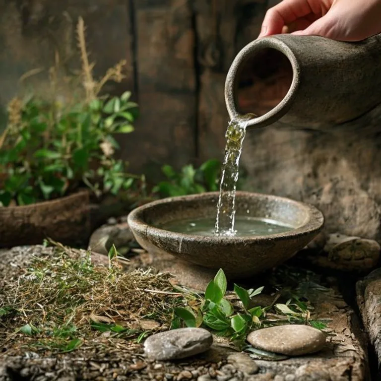 Wassertreten im Storchengang in einem Kneipp-Tretbecken mit klarem, kaltem Wasser
